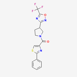 molecular formula C17H13F3N4O2S B6425550 3-[1-(2-phenyl-1,3-thiazole-4-carbonyl)pyrrolidin-3-yl]-5-(trifluoromethyl)-1,2,4-oxadiazole CAS No. 2034351-22-7