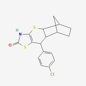 molecular formula C17H16ClNOS2 B6425572 9-(4-chlorophenyl)-3,7-dithia-5-azatetracyclo[9.2.1.0^{2,10}.0^{4,8}]tetradec-4(8)-en-6-one CAS No. 1212182-58-5