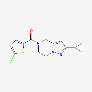 molecular formula C14H14ClN3OS B6425578 5-(5-chlorothiophene-2-carbonyl)-2-cyclopropyl-4H,5H,6H,7H-pyrazolo[1,5-a]pyrazine CAS No. 2034555-86-5