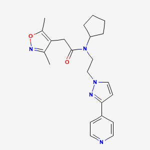 molecular formula C22H27N5O2 B6425587 N-cyclopentyl-2-(3,5-dimethyl-1,2-oxazol-4-yl)-N-{2-[3-(pyridin-4-yl)-1H-pyrazol-1-yl]ethyl}acetamide CAS No. 2034607-43-5
