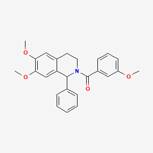 molecular formula C25H25NO4 B6425629 6,7-dimethoxy-2-(3-methoxybenzoyl)-1-phenyl-1,2,3,4-tetrahydroisoquinoline CAS No. 497089-29-9