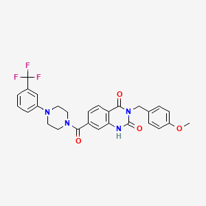 molecular formula C28H25F3N4O4 B6425666 3-[(4-methoxyphenyl)methyl]-7-{4-[3-(trifluoromethyl)phenyl]piperazine-1-carbonyl}-1,2,3,4-tetrahydroquinazoline-2,4-dione CAS No. 2034513-86-3