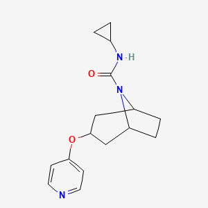 molecular formula C16H21N3O2 B6425674 N-cyclopropyl-3-(pyridin-4-yloxy)-8-azabicyclo[3.2.1]octane-8-carboxamide CAS No. 2108861-28-3