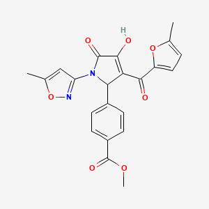 molecular formula C22H18N2O7 B6425712 methyl 4-[4-hydroxy-1-(5-methyl-1,2-oxazol-3-yl)-3-(5-methylfuran-2-carbonyl)-5-oxo-2,5-dihydro-1H-pyrrol-2-yl]benzoate CAS No. 618872-58-5