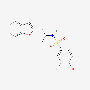 N-[1-(1-benzofuran-2-yl)propan-2-yl]-3-fluoro-4-methoxybenzene-1-sulfonamide