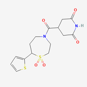 molecular formula C15H18N2O5S2 B6425735 4-(2,6-dioxopiperidine-4-carbonyl)-7-(thiophen-2-yl)-1lambda6,4-thiazepane-1,1-dione CAS No. 2034335-61-8