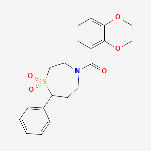 molecular formula C20H21NO5S B6425758 4-(2,3-dihydro-1,4-benzodioxine-5-carbonyl)-7-phenyl-1lambda6,4-thiazepane-1,1-dione CAS No. 2034335-10-7