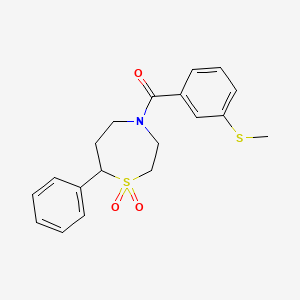 molecular formula C19H21NO3S2 B6425760 4-[3-(methylsulfanyl)benzoyl]-7-phenyl-1lambda6,4-thiazepane-1,1-dione CAS No. 2034335-21-0