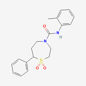 molecular formula C19H22N2O3S B6425763 N-(2-methylphenyl)-1,1-dioxo-7-phenyl-1lambda6,4-thiazepane-4-carboxamide CAS No. 2034527-97-2