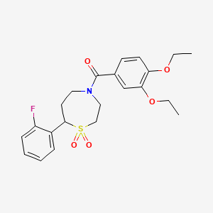 molecular formula C22H26FNO5S B6425772 4-(3,4-diethoxybenzoyl)-7-(2-fluorophenyl)-1lambda6,4-thiazepane-1,1-dione CAS No. 2034458-02-9