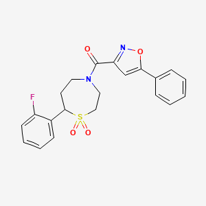 molecular formula C21H19FN2O4S B6425779 7-(2-fluorophenyl)-4-(5-phenyl-1,2-oxazole-3-carbonyl)-1lambda6,4-thiazepane-1,1-dione CAS No. 2034383-82-7
