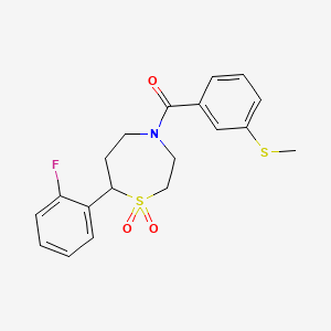 molecular formula C19H20FNO3S2 B6425781 7-(2-fluorophenyl)-4-[3-(methylsulfanyl)benzoyl]-1lambda6,4-thiazepane-1,1-dione CAS No. 2034384-64-8