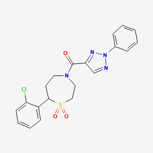molecular formula C20H19ClN4O3S B6425785 7-(2-chlorophenyl)-4-(2-phenyl-2H-1,2,3-triazole-4-carbonyl)-1lambda6,4-thiazepane-1,1-dione CAS No. 2034608-22-3