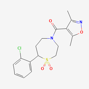 molecular formula C17H19ClN2O4S B6425786 7-(2-chlorophenyl)-4-(3,5-dimethyl-1,2-oxazole-4-carbonyl)-1lambda6,4-thiazepane-1,1-dione CAS No. 2034459-24-8