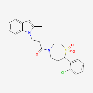 molecular formula C23H25ClN2O3S B6425803 7-(2-chlorophenyl)-4-[3-(2-methyl-1H-indol-1-yl)propanoyl]-1lambda6,4-thiazepane-1,1-dione CAS No. 2034459-79-3