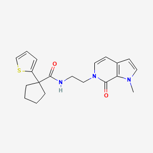 molecular formula C20H23N3O2S B6425833 N-(2-{1-methyl-7-oxo-1H,6H,7H-pyrrolo[2,3-c]pyridin-6-yl}ethyl)-1-(thiophen-2-yl)cyclopentane-1-carboxamide CAS No. 2034460-22-3