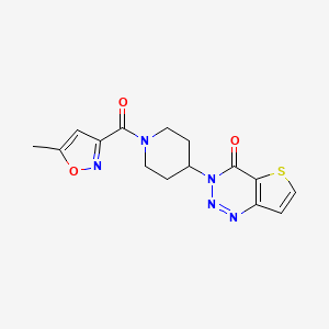 molecular formula C15H15N5O3S B6425860 3-[1-(5-methyl-1,2-oxazole-3-carbonyl)piperidin-4-yl]-3H,4H-thieno[3,2-d][1,2,3]triazin-4-one CAS No. 2034426-92-9