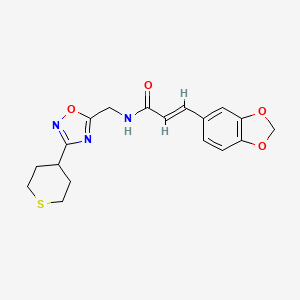 molecular formula C18H19N3O4S B6425887 (2E)-3-(2H-1,3-benzodioxol-5-yl)-N-{[3-(thian-4-yl)-1,2,4-oxadiazol-5-yl]methyl}prop-2-enamide CAS No. 2034997-93-6