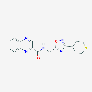 N-{[3-(thian-4-yl)-1,2,4-oxadiazol-5-yl]methyl}quinoxaline-2-carboxamide