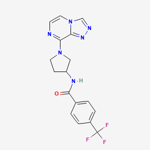 molecular formula C17H15F3N6O B6425898 N-(1-{[1,2,4]triazolo[4,3-a]pyrazin-8-yl}pyrrolidin-3-yl)-4-(trifluoromethyl)benzamide CAS No. 2034295-64-0