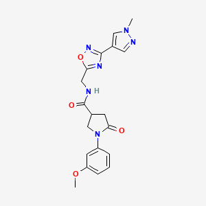 molecular formula C19H20N6O4 B6425920 1-(3-methoxyphenyl)-N-{[3-(1-methyl-1H-pyrazol-4-yl)-1,2,4-oxadiazol-5-yl]methyl}-5-oxopyrrolidine-3-carboxamide CAS No. 2034533-28-1