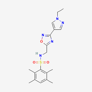 molecular formula C18H23N5O3S B6425937 N-{[3-(1-ethyl-1H-pyrazol-4-yl)-1,2,4-oxadiazol-5-yl]methyl}-2,3,5,6-tetramethylbenzene-1-sulfonamide CAS No. 2034516-94-2