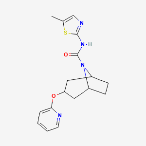 molecular formula C17H20N4O2S B6425940 N-(5-methyl-1,3-thiazol-2-yl)-3-(pyridin-2-yloxy)-8-azabicyclo[3.2.1]octane-8-carboxamide CAS No. 2108575-89-7