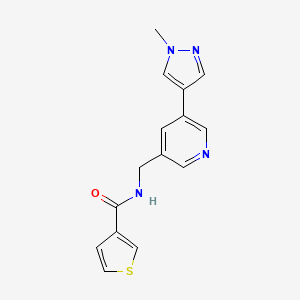 molecular formula C15H14N4OS B6425973 N-{[5-(1-methyl-1H-pyrazol-4-yl)pyridin-3-yl]methyl}thiophene-3-carboxamide CAS No. 2034520-78-8