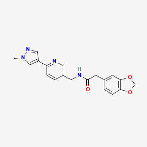 molecular formula C19H18N4O3 B6425998 2-(2H-1,3-benzodioxol-5-yl)-N-{[6-(1-methyl-1H-pyrazol-4-yl)pyridin-3-yl]methyl}acetamide CAS No. 2034461-86-2