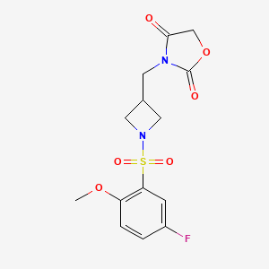 molecular formula C14H15FN2O6S B6426031 3-{[1-(5-fluoro-2-methoxybenzenesulfonyl)azetidin-3-yl]methyl}-1,3-oxazolidine-2,4-dione CAS No. 2034524-54-2