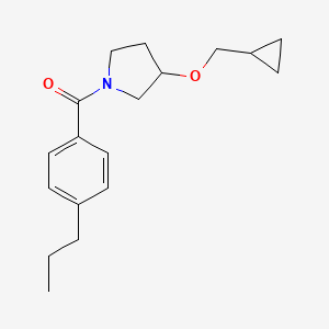 molecular formula C18H25NO2 B6426057 3-(cyclopropylmethoxy)-1-(4-propylbenzoyl)pyrrolidine CAS No. 2034613-92-6