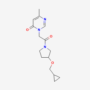 molecular formula C15H21N3O3 B6426065 3-{2-[3-(cyclopropylmethoxy)pyrrolidin-1-yl]-2-oxoethyl}-6-methyl-3,4-dihydropyrimidin-4-one CAS No. 2034343-63-8