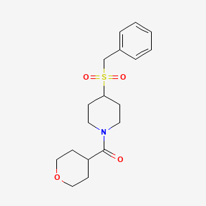 molecular formula C18H25NO4S B6426072 1-(oxane-4-carbonyl)-4-phenylmethanesulfonylpiperidine CAS No. 2034532-05-1