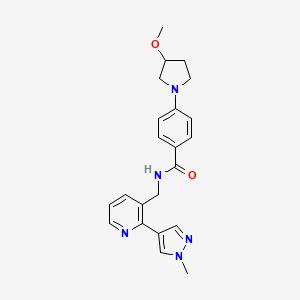 molecular formula C22H25N5O2 B6426086 4-(3-methoxypyrrolidin-1-yl)-N-{[2-(1-methyl-1H-pyrazol-4-yl)pyridin-3-yl]methyl}benzamide CAS No. 2034389-77-8