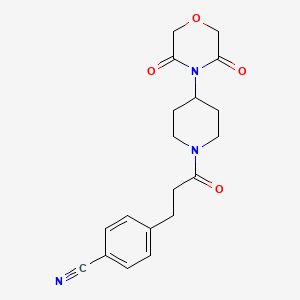 molecular formula C19H21N3O4 B6426143 4-{3-[4-(3,5-dioxomorpholin-4-yl)piperidin-1-yl]-3-oxopropyl}benzonitrile CAS No. 2034390-43-5