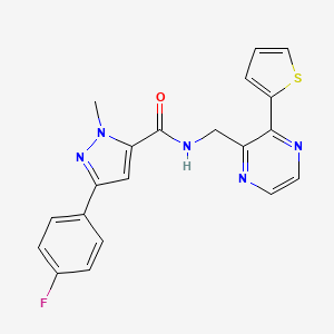 molecular formula C20H16FN5OS B6426272 3-(4-fluorophenyl)-1-methyl-N-{[3-(thiophen-2-yl)pyrazin-2-yl]methyl}-1H-pyrazole-5-carboxamide CAS No. 2034495-77-5
