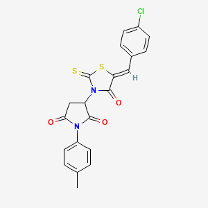 3-[(5Z)-5-[(4-chlorophenyl)methylidene]-4-oxo-2-sulfanylidene-1,3-thiazolidin-3-yl]-1-(4-methylphenyl)pyrrolidine-2,5-dione
