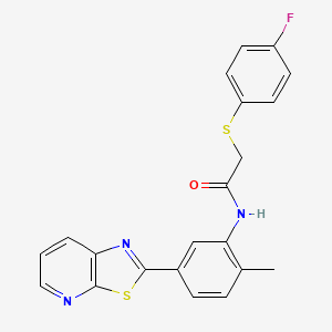 2-[(4-fluorophenyl)sulfanyl]-N-(2-methyl-5-{[1,3]thiazolo[5,4-b]pyridin-2-yl}phenyl)acetamide