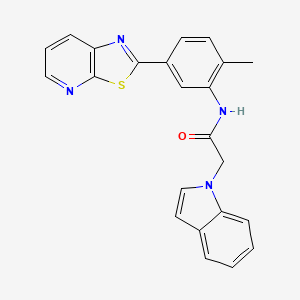 molecular formula C23H18N4OS B6426289 2-(1H-indol-1-yl)-N-(2-methyl-5-{[1,3]thiazolo[5,4-b]pyridin-2-yl}phenyl)acetamide CAS No. 2328779-81-1