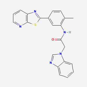 molecular formula C22H17N5OS B6426291 2-(1H-1,3-benzodiazol-1-yl)-N-(2-methyl-5-{[1,3]thiazolo[5,4-b]pyridin-2-yl}phenyl)acetamide CAS No. 2327732-08-9