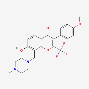 molecular formula C23H23F3N2O4 B6426309 7-hydroxy-3-(4-methoxyphenyl)-8-[(4-methylpiperazin-1-yl)methyl]-2-(trifluoromethyl)-4H-chromen-4-one CAS No. 847036-36-6