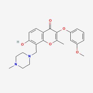molecular formula C23H26N2O5 B6426351 7-hydroxy-3-(3-methoxyphenoxy)-2-methyl-8-[(4-methylpiperazin-1-yl)methyl]-4H-chromen-4-one CAS No. 847182-74-5