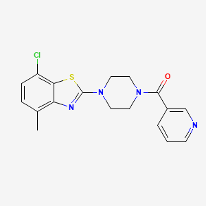 molecular formula C18H17ClN4OS B6426402 7-chloro-4-methyl-2-[4-(pyridine-3-carbonyl)piperazin-1-yl]-1,3-benzothiazole CAS No. 2324634-10-6