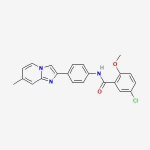 molecular formula C22H18ClN3O2 B6426446 5-chloro-2-methoxy-N-(4-{7-methylimidazo[1,2-a]pyridin-2-yl}phenyl)benzamide CAS No. 2327952-48-5