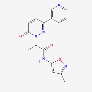 molecular formula C16H15N5O3 B6426465 N-(3-methyl-1,2-oxazol-5-yl)-2-[6-oxo-3-(pyridin-3-yl)-1,6-dihydropyridazin-1-yl]propanamide CAS No. 2330084-75-6