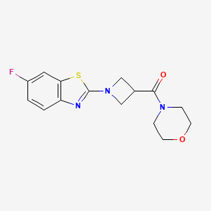 molecular formula C15H16FN3O2S B6426490 6-fluoro-2-[3-(morpholine-4-carbonyl)azetidin-1-yl]-1,3-benzothiazole CAS No. 2327224-31-5