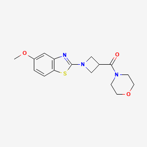 molecular formula C16H19N3O3S B6426492 5-methoxy-2-[3-(morpholine-4-carbonyl)azetidin-1-yl]-1,3-benzothiazole CAS No. 2326258-22-2