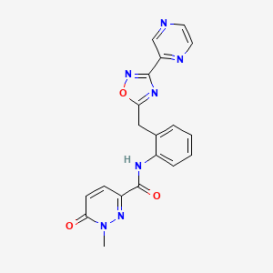 molecular formula C19H15N7O3 B6426494 1-methyl-6-oxo-N-(2-{[3-(pyrazin-2-yl)-1,2,4-oxadiazol-5-yl]methyl}phenyl)-1,6-dihydropyridazine-3-carboxamide CAS No. 2034454-73-2