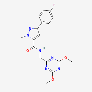 molecular formula C17H17FN6O3 B6426546 N-[(4,6-dimethoxy-1,3,5-triazin-2-yl)methyl]-3-(4-fluorophenyl)-1-methyl-1H-pyrazole-5-carboxamide CAS No. 2034521-99-6