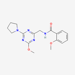molecular formula C17H21N5O3 B6426587 2-methoxy-N-{[4-methoxy-6-(pyrrolidin-1-yl)-1,3,5-triazin-2-yl]methyl}benzamide CAS No. 2034277-07-9